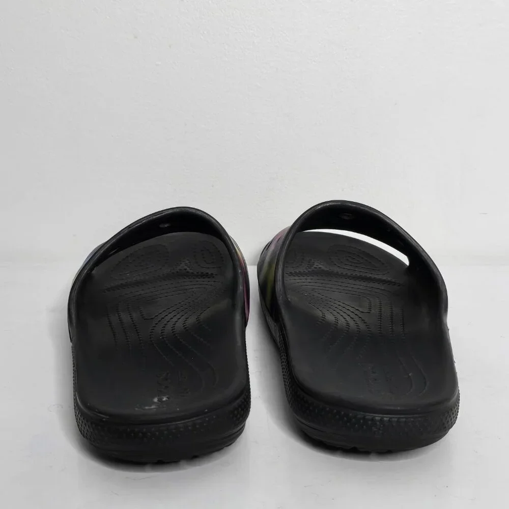 CROCS Classic‎ Slide Sandals Mens 10 / Womens 12 Tie Dye Multicolor Black Iconic